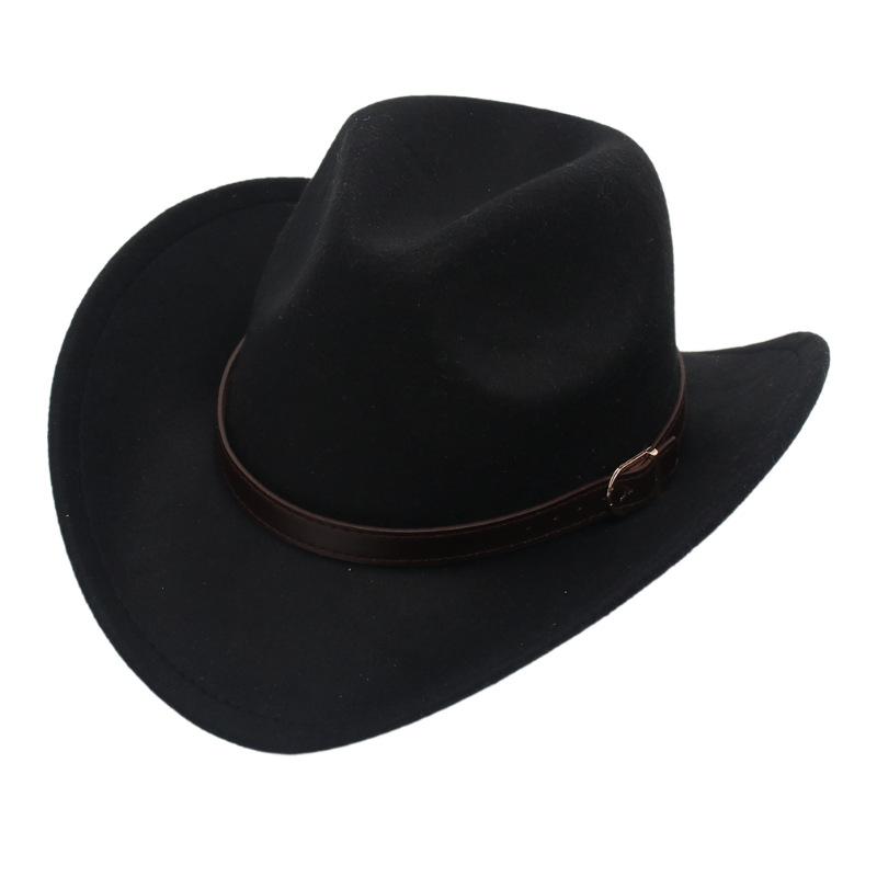 Western Cowboy Hat Upturned Belt Accessories Felt Hat Tibetan Hat Ethnic Style Wear Performance Cashmere Jazz Hat