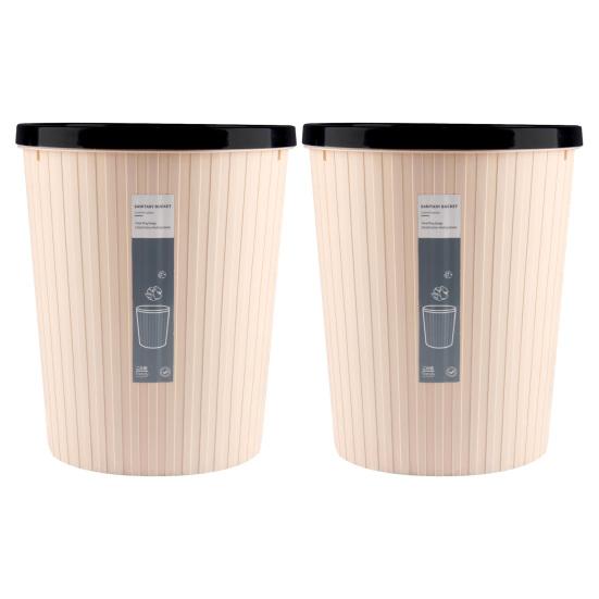 2PCS Garbage Can with Pressure Ring Design Waste Bin Large Capacity Portable Strong Load Capacity Trash Bin for Home Bedroom Bathroom Kitchen