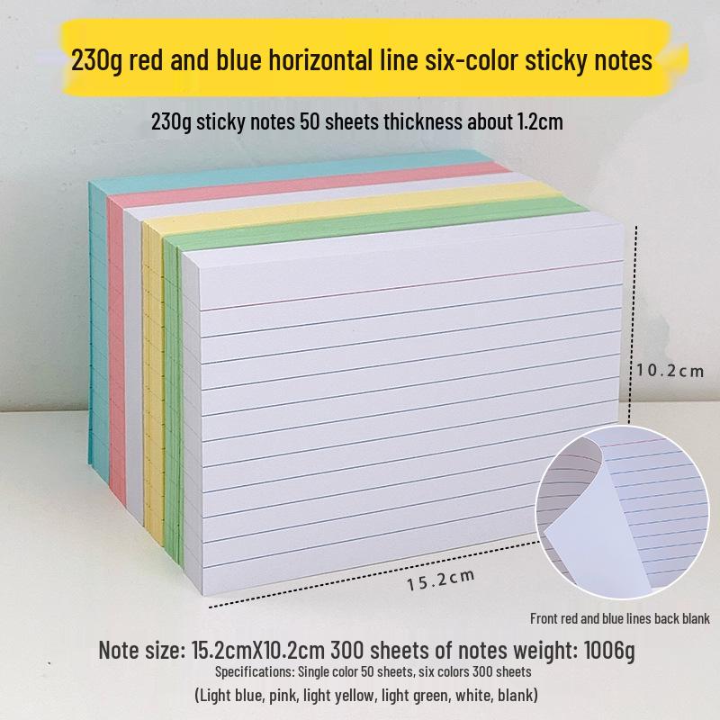 Retro Extra Large 4-Inch Desktop Index Cards with Horizontal Line Sticky Notes, 230g Thick Cardstock
