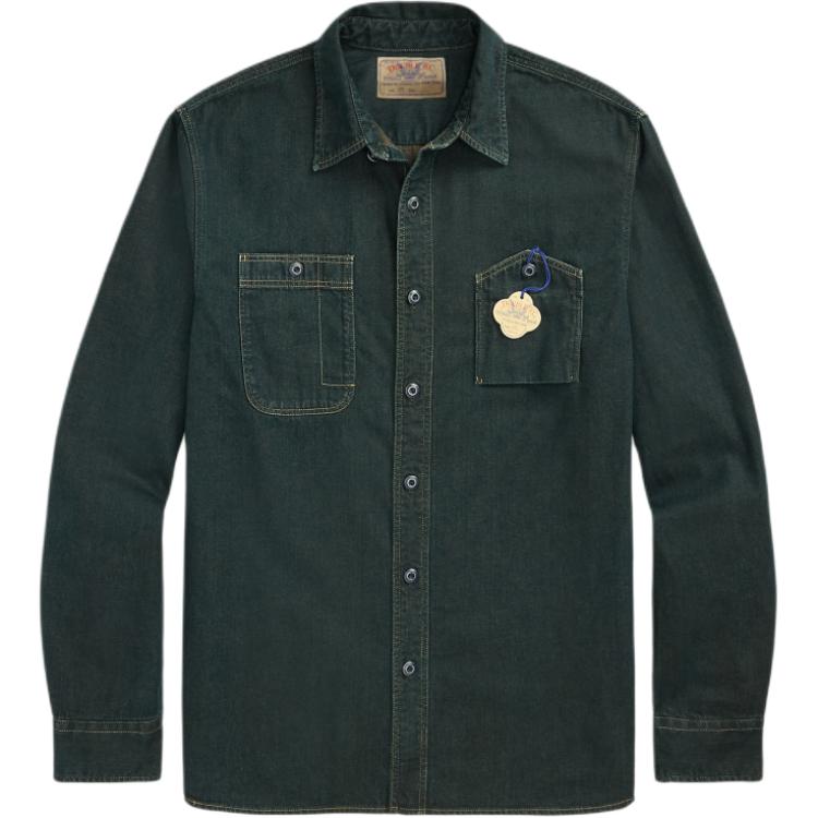 

Рубашка с длинным рукавом и воротником на пуговицах Polo Ralph Lauren с нагрудным карманом Мужские рубашки Выстиранный индиго MNRRWOV16820-346 XS