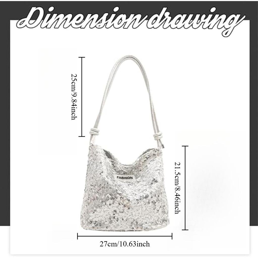 Sequin Handbag, Tote Bag for Women, Adjustable Shoulder Strap, Crossbody Bag for Wedding, Prom, Parties, Travel