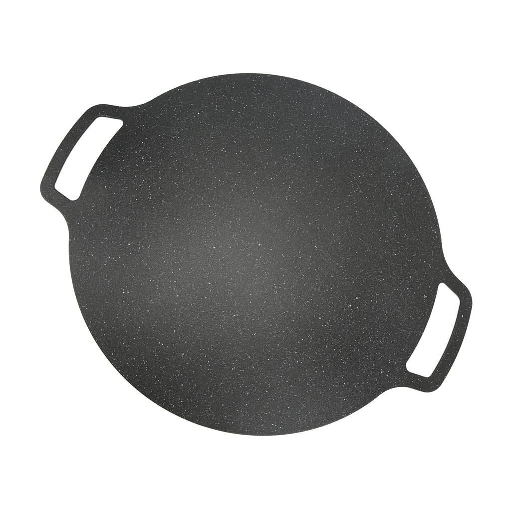 Grill Plate Stick Proof Round Prevent Greasy Portable Barbecue Frying Plate with Dual Handle for Camping Picnic