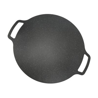 Grill Plate Stick Proof Round Prevent Greasy Portable Barbecue Frying Plate with Dual Handle for Camping Picnic