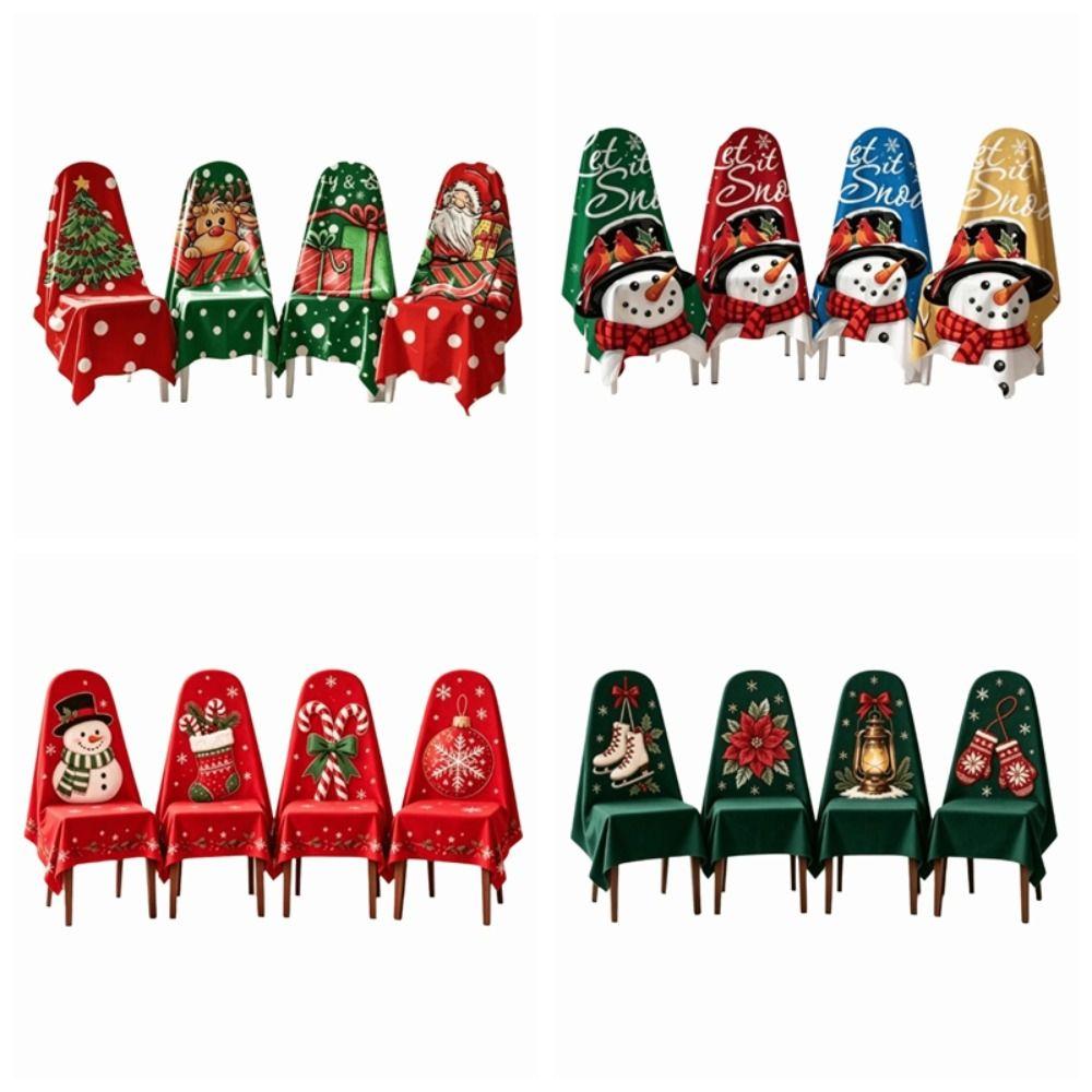 4 pcs Dustproof Chair Protective Sleeves Dwarf Santa Chair Dust Cover New Year Party Decor