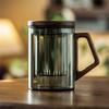 400ml Glas-Teetasse mit Holzgriff und Teesieb Filter Hitzebeständig Blühender Puer Grüner Tee Lose Blatt-Teetasse Trinkgeschirr