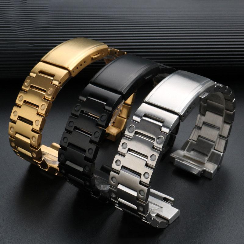 Para Casio Gshock GW-M5610 DW5600 GA2100 GM5600 GM2100 GW-5000 G-5600 Pulseira de Relógio Pulseira de Aço Sólido Pulseira de Relógio de Aço Inoxidável