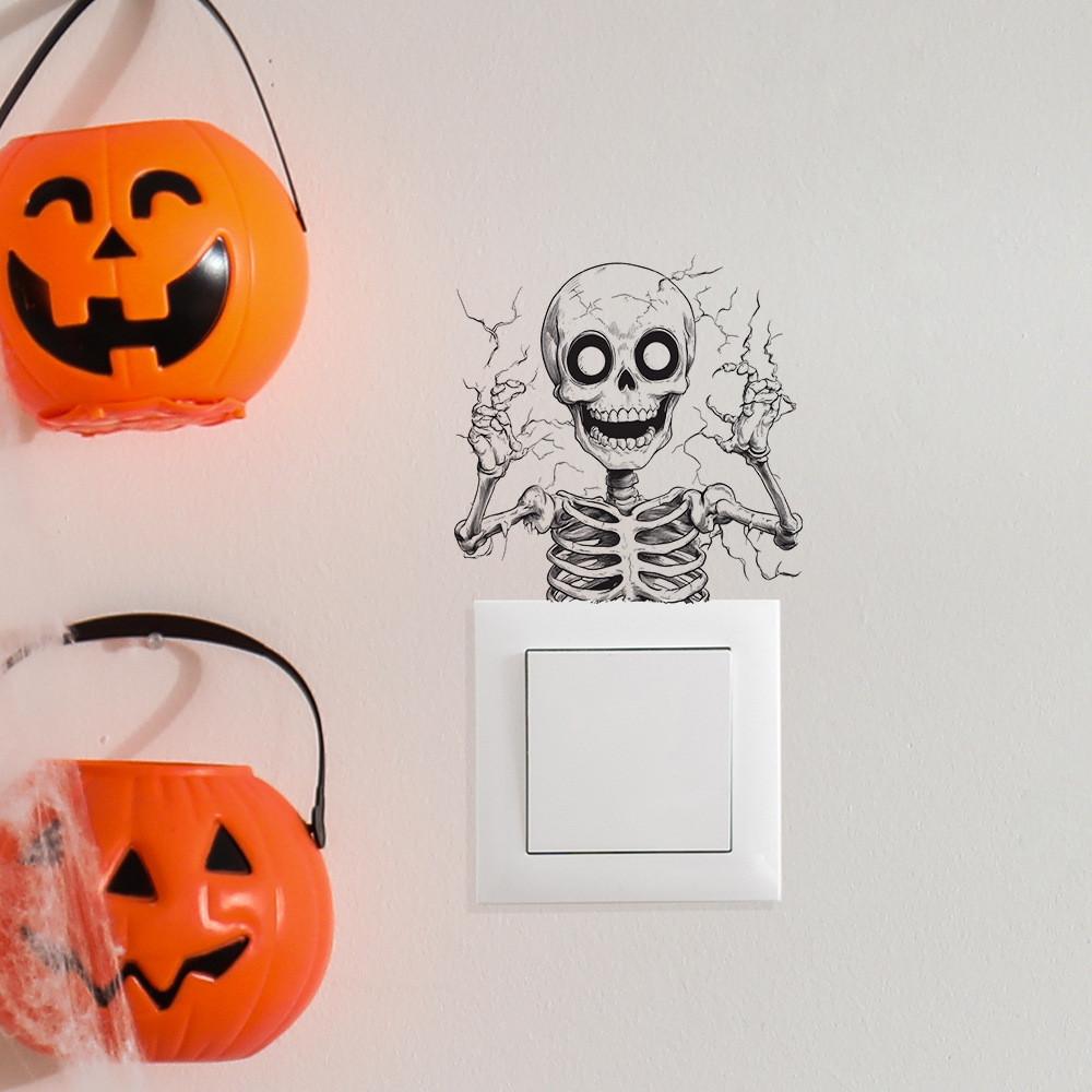 Wall Halloween Skeleton Decal With Selfadhesive Pvc Material For Decoration Home