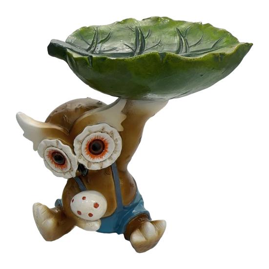 

Owl Statue Bird Feeder Resin Decorative Bird Feeder Outdoor Cute Owl Bird Feeder for Garden Balcony Yard Front Porch Decoration A
