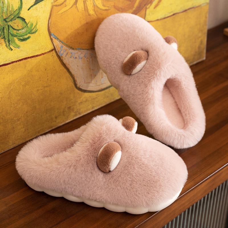 Cotton slippers female cute winter new indoor home warm plush thick bottom cold winter couple plush slippers