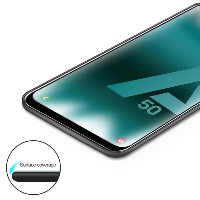 Coque pour Samsung Galaxy A50 - Silicone Souple Transparent + Verre Trempé Integral Bord Noir Film Ecran [Phonillico®]