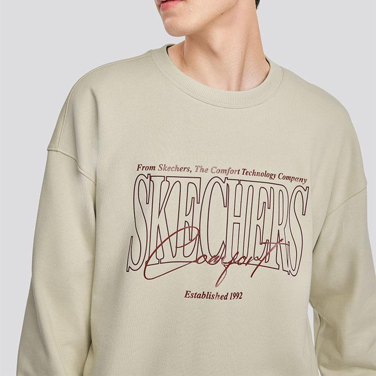 Skechers Loose Fit Crew Neck Letter Print Long Sleeve American Vintage Sweatshirt Unisex Sweatshirt Light-Brown L324U059-0046