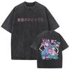 Camiseta Casual de Algodón Oversize Estilosa Retro Negro Lavado The Apothecary Diaries Maomao y Jinshi Gráfico Floral de Anime