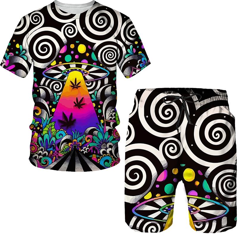 Mode Sommer Pilz 3D Druck T-Shirts Shorts Sets Herren Trainingsanzüge Kurzarm T-Shirt Hosen Set Herren Anzüge Kleidung