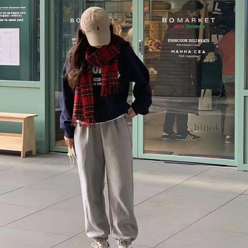 Red Scarf Women's Winter Plaid Versatile Warm High-end Trendy New Gift Christmas Scarf Shawl