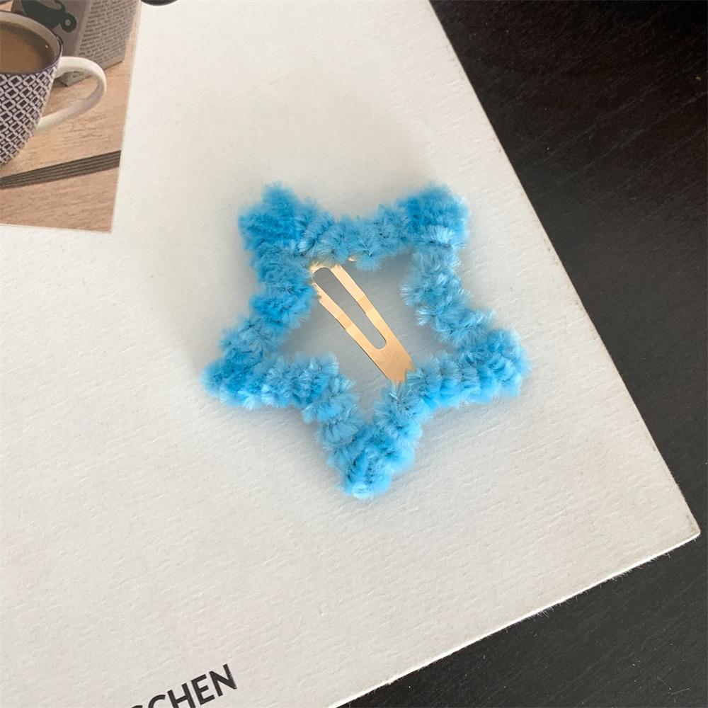 Fashion Y2k Cute Sweet Candy Color Plush Furry Star Hair Clips For Women Girls Trendy BB Clip Hairpin Barrettes Hair Accessories