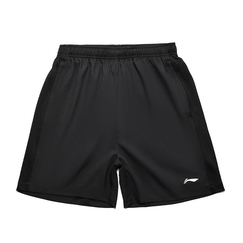 Li-Ning Sport Lifestyle Series Logo Print T-Shirt And Solid Color Shorts Casual Sports Set Men Sets Black AHST469-2+AKST633-1