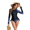 Women Summer Swimsuit Long Sleeve Top and Briefs Swimwear