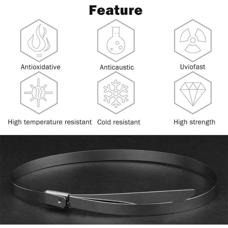 Metal Zip Ties Stainless Steel Heavy Duty Cable Ties 4.6mm Multipurpose Exhaust Wrap Self-Locking Cable Wire Ties Fastening Ring