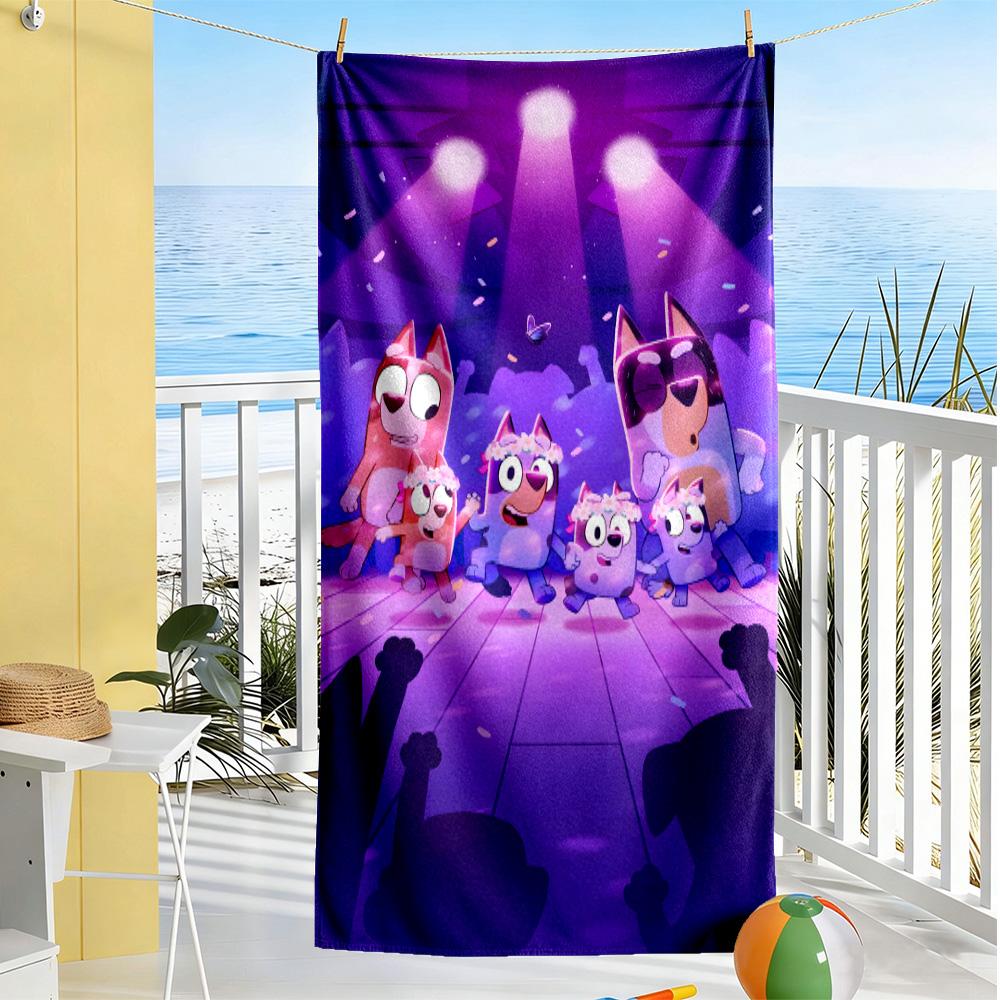 Bluey concert party soft beach towel Comfortable erfect for Travel Beach Swimming Vibrant Pattern Wedding Party Gift