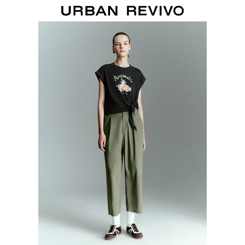 UR2026 Women's Fruit Print Tie-up Short Sleeve T-shirt