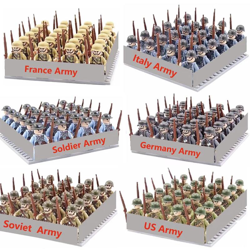 40Pcs WWII Military Building Blocks Set - National Army Soldiers and Weapons Assembly Toy for Kids
