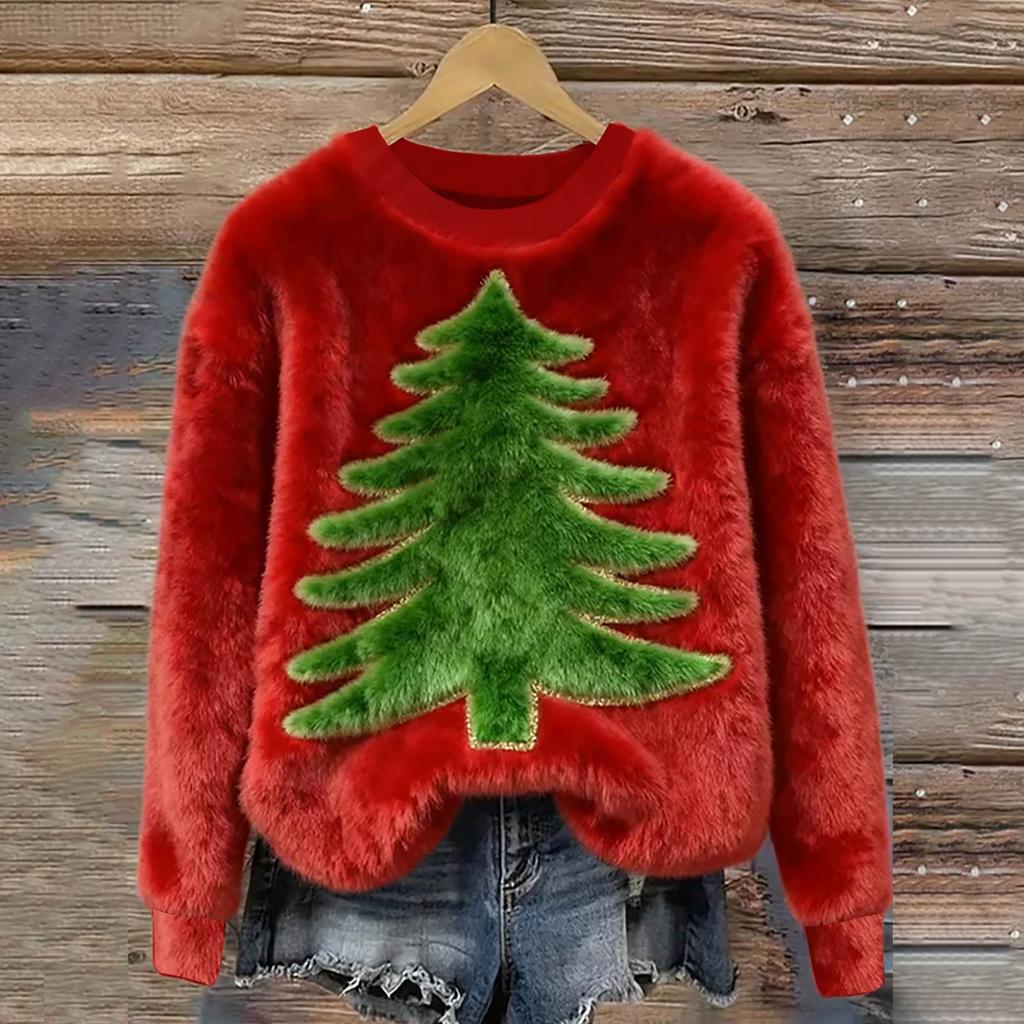 Women's Fashion Casual Round Neck Long Sleeve Top Printed Pullover Sweatshirt