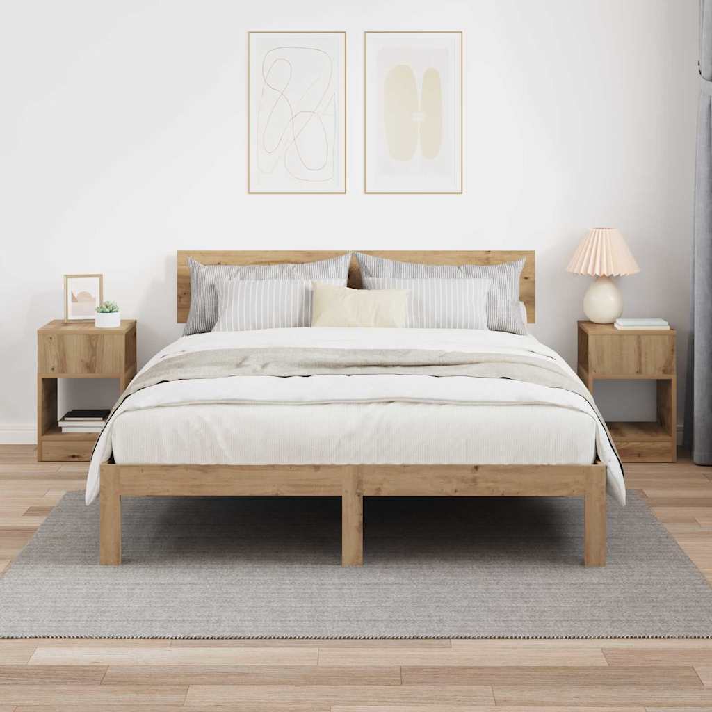 Side Table Set of 2 Artisan Oak Finish 30.5 x 30 x 45 cm