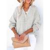 IHUASU Women's Fashion Casual Solid Color Print Long Sleeve V Neck Blouses & Shirts