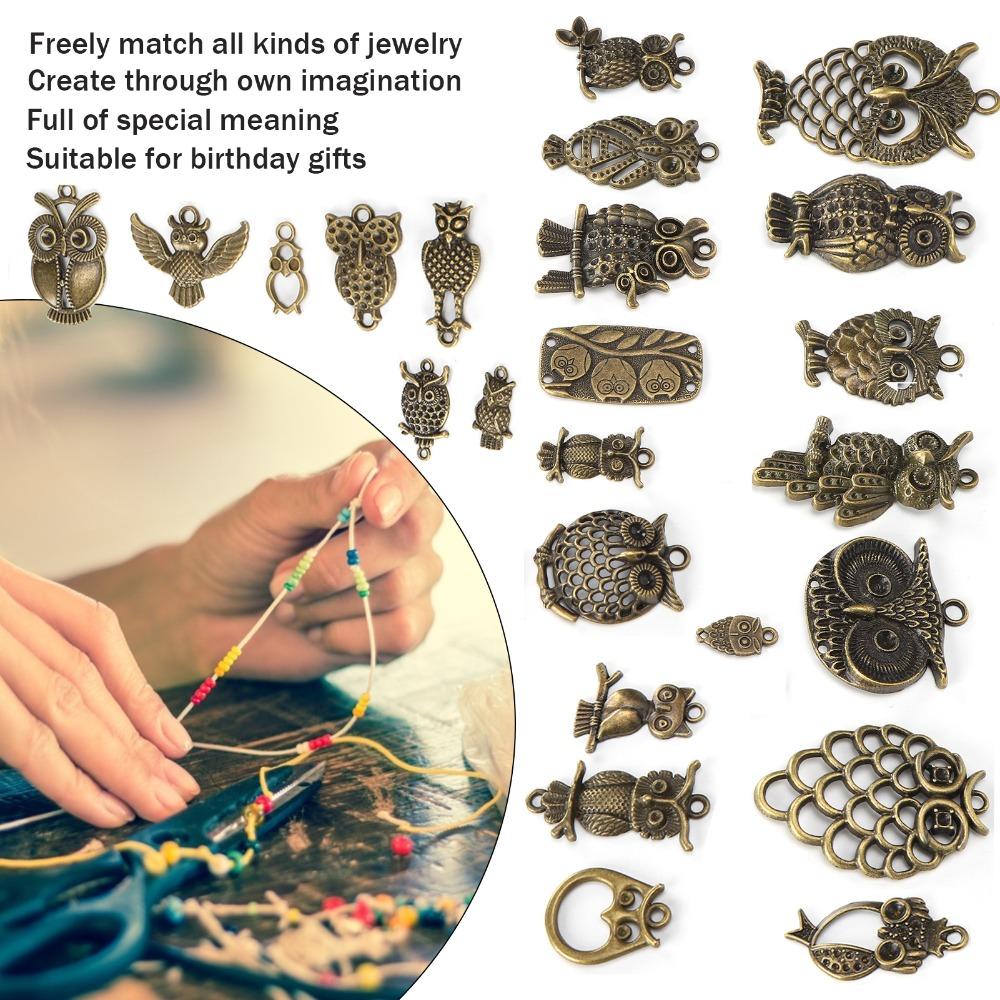 24 stuks Gemengde Modellen Uil Sieraden Accessoires Legering Vogel Bedels Dier Hangers Sieraden Maken