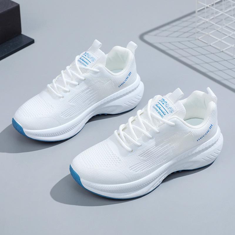 Women s White Thick-Sole Lightweight Running Shoes - Trendy Breathable Spring Sports Footwear 37
