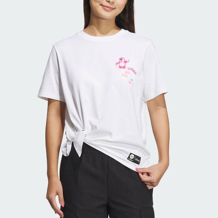 Adidas Neo X Strawberry Bear Co-Branded SS23 Cartoon Letter Print Sports Short-Sleeve T-Shirt Women Tops White IP4028