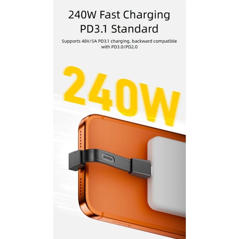 240W Fast Speed USB C Data Cable Charging Line Compact Design Flexible TPE Construction Wide Device Supported