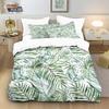 3pcs Green Plant Leaf Printed Down Duvet Cover Set, Multi Size Bedroom And Dormitory Bedding Decoration, Machine Washable