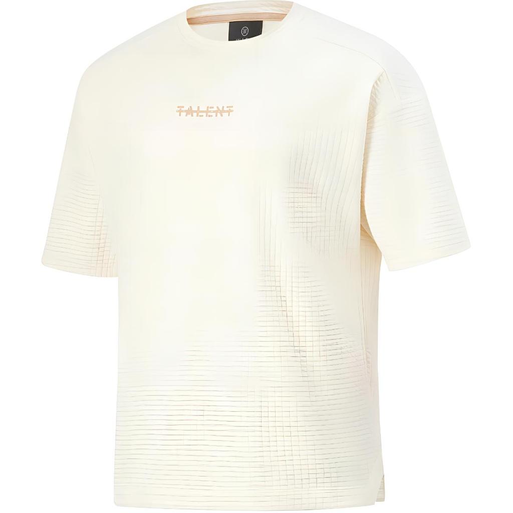 Li-Ning Wade Series Letter Comfortable Loose Short Sleeve T-Shirt Men Tops Off-White ATSU349-4