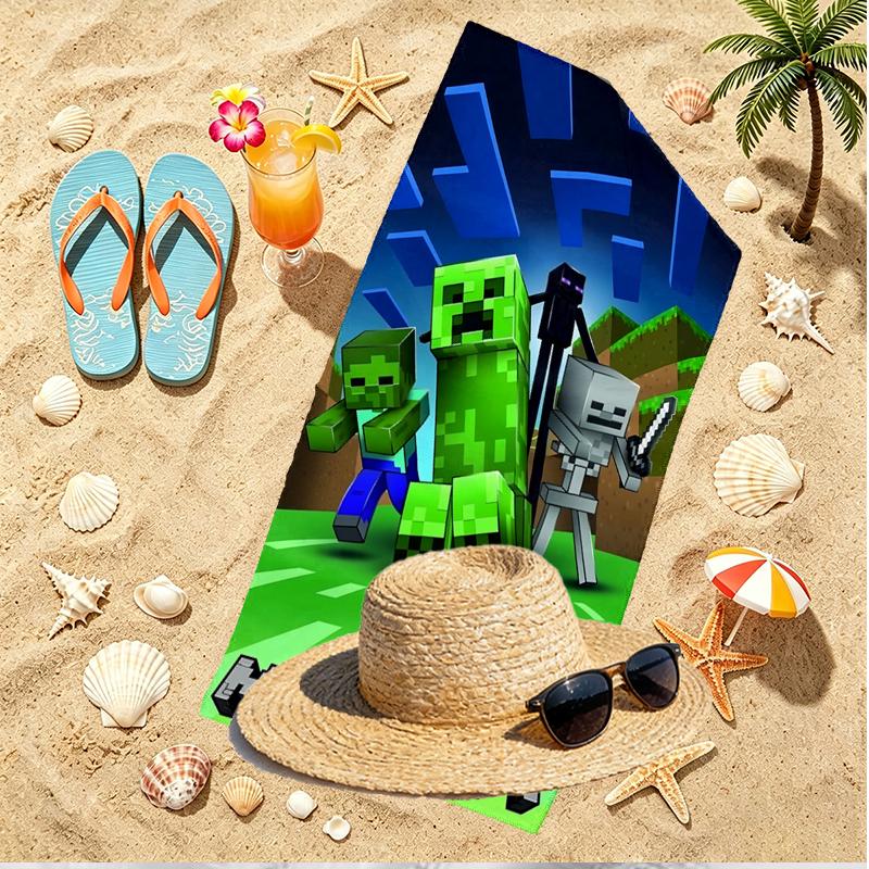 Sandbox game Print Beach Towel, Versatile Lightweight Absorbent Beach Towel for Pool Surf Yoga Bathroom, Perfect Birthday Holiday Gift