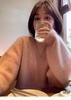 Women's High-End White V-Neck Pullover Sweater - Soft, Loose, Cozy Knit for Autumn/Winter Layering