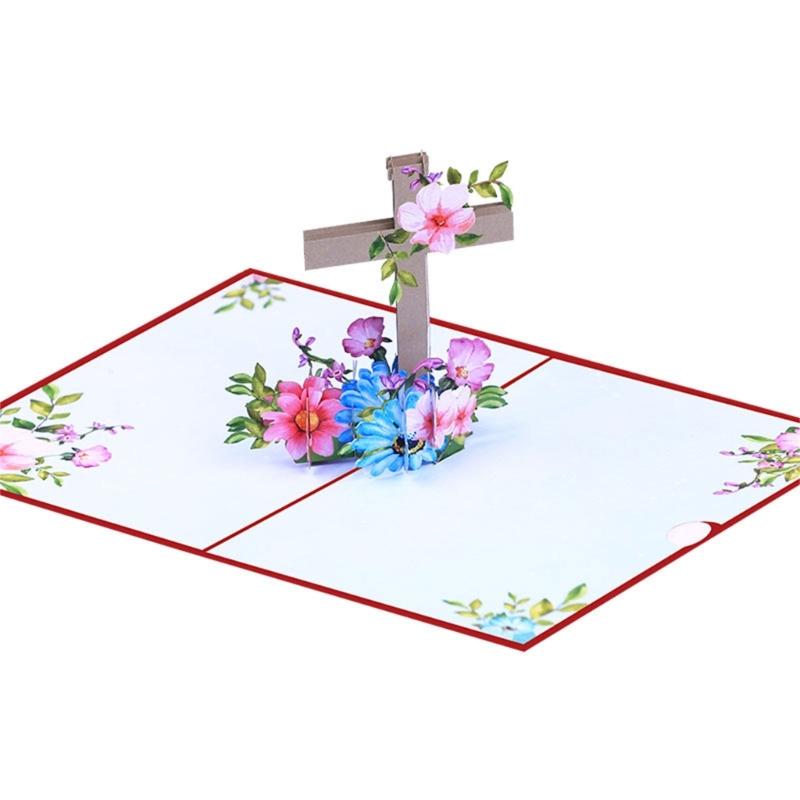 Crosses 3D Popup Greeting Card Religious Congratulation Gift,Easters Card with Envelope,Christmas Thanks You Blessing 1