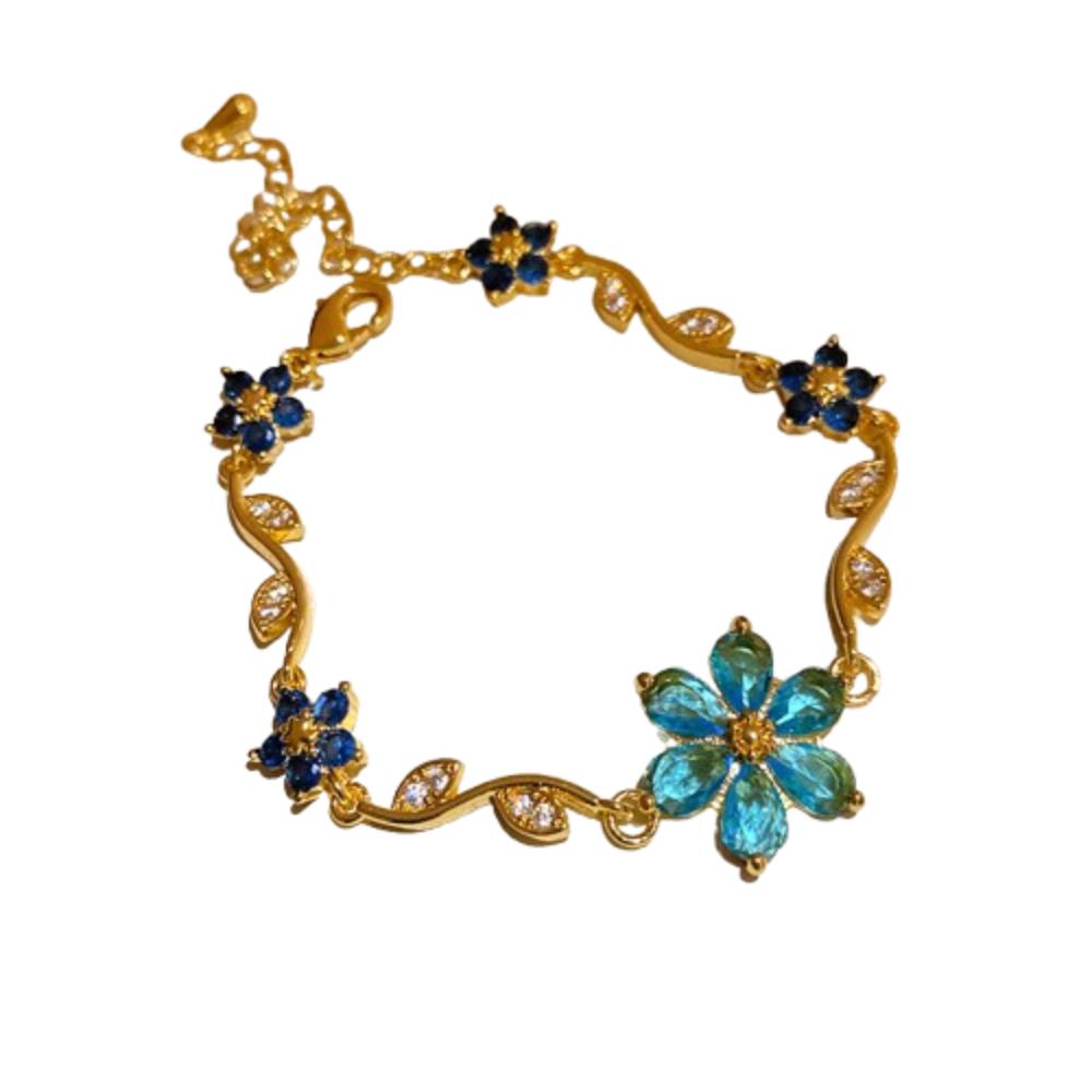 Fashion Zircon Flower Bracelet Luxury Shiny Rhinestone Bangle Elegance Bracelet  For Women