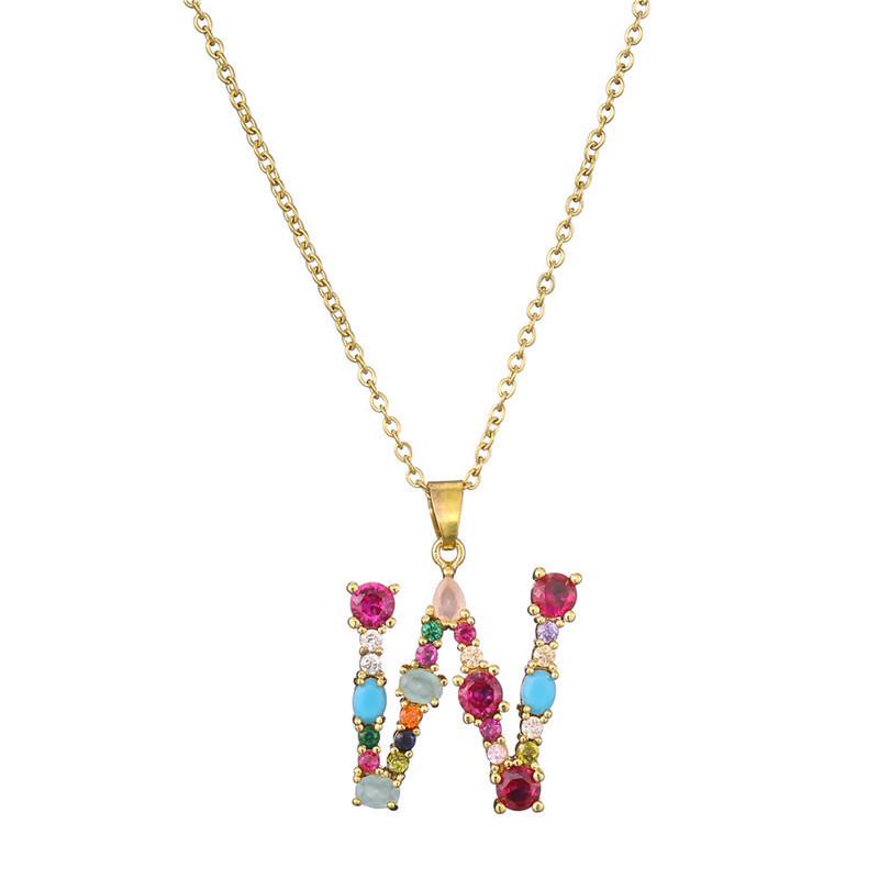 Catena Personalizzata per Clavicola Hip-hop: Collana con Ciondolo Alfabeto in Rame e Zircone