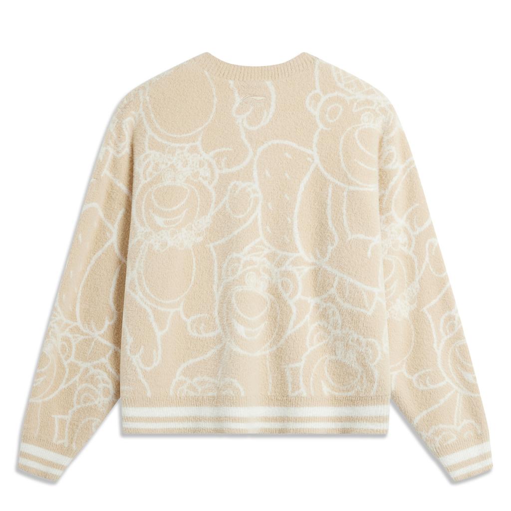 Li Ning × Disney Collaboration Pixar Strawberry Bear Series Cartoon Single-Breasted Comfortable Breathable Loose Long Sleeve Knit Sweater AMBU302-2