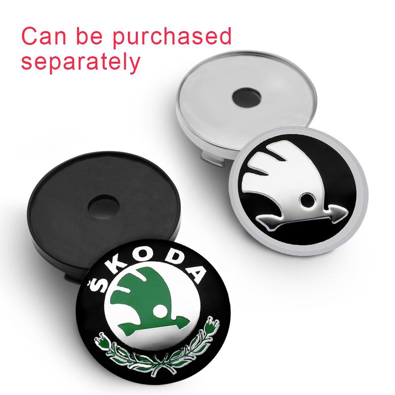 4Pcs 56/60mm Car Wheel Center Hub Caps Sticker Rim Cover Emblem Badge For Skoda Octavia 2 3 a5 a7 Fabia Kamiq Kapoq Kodiaq Rapid