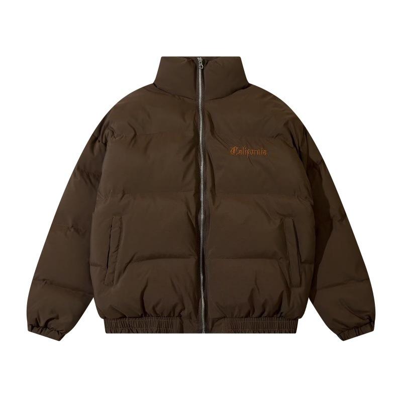 Men's Retro American Cotton Puffer Jacket - Warm, Versatile with Stand Collar and Zipper