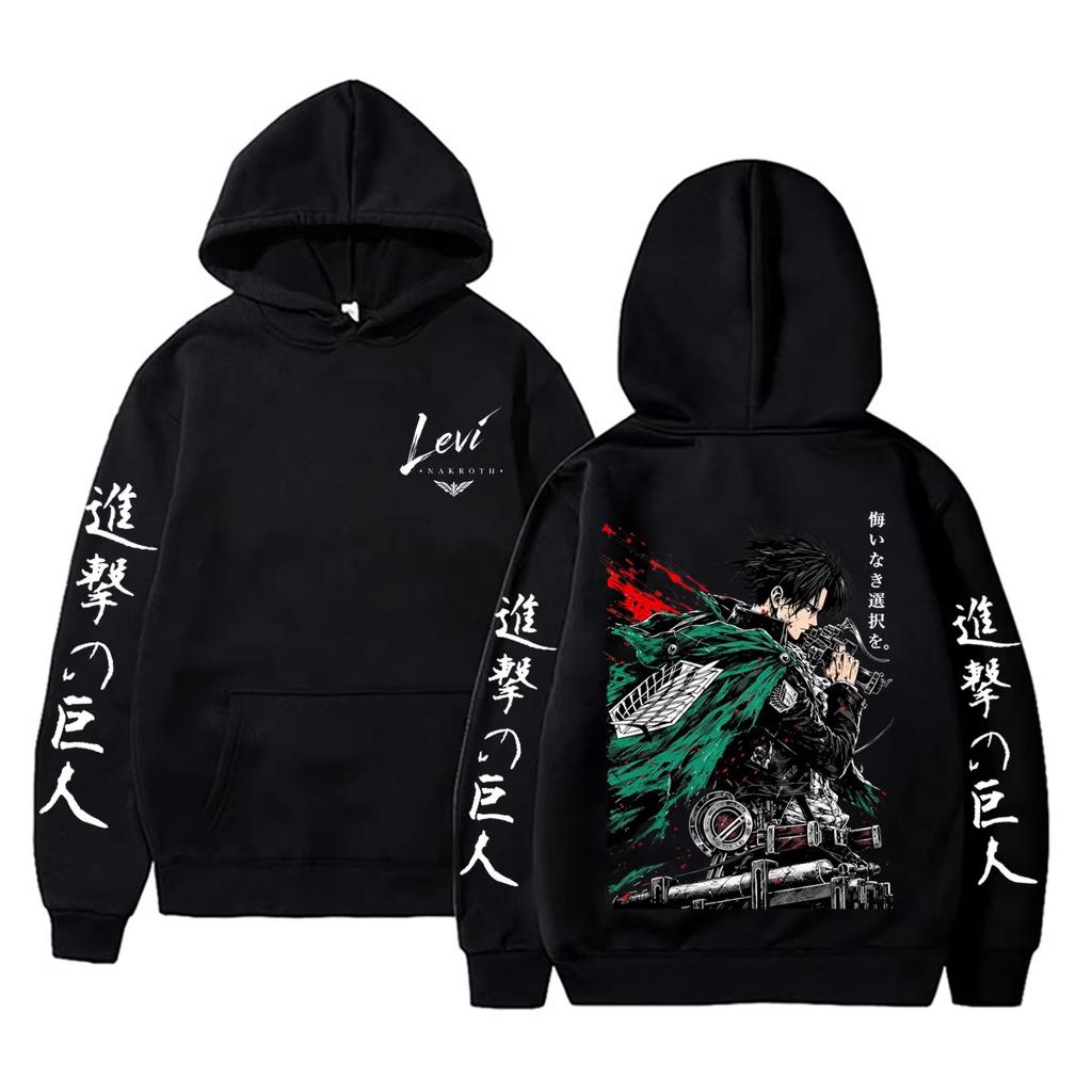 2026 Hot Sale Anime Attack On Titan Levi Ackerman Merch Hoodie Men Women Fashion Hip Hop Sweatshirt Trendy Streetwear for Daily Looks