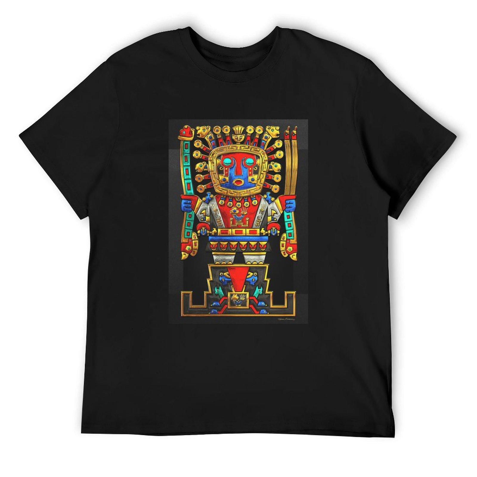 

viracocha T-Shirt tees oversized blacks cotton graphic tees black t-shirts for men 4XL