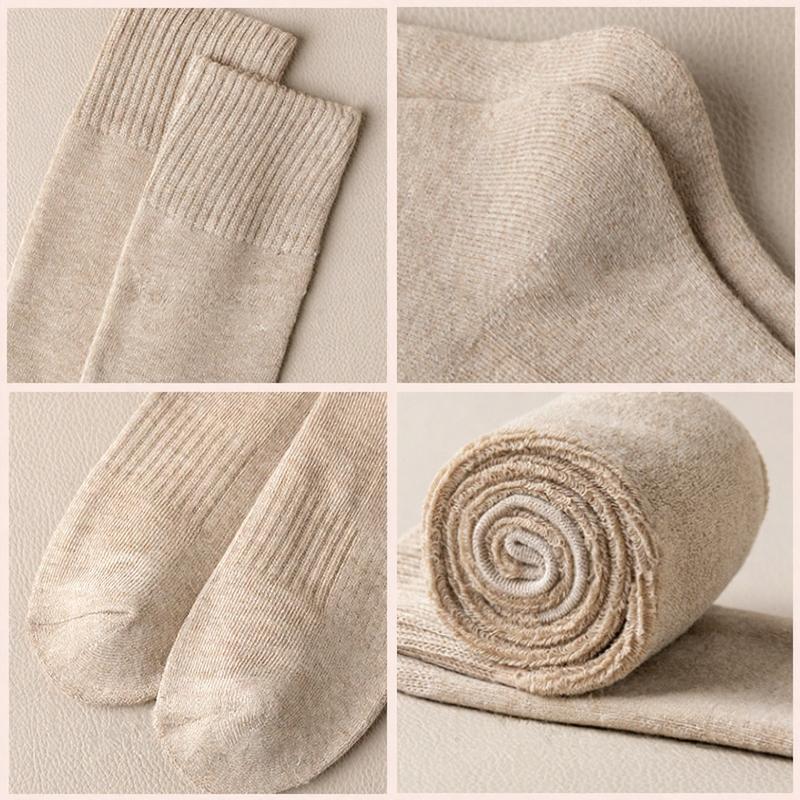 2 Pairs Sets Winter Thick Warmer Stockings For Women Knit Cotton Thermal Over Knee Socks Casual Solid Color Knee Long Sock