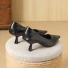 106-2 Pointed Head Shallow Mouth Single Shoes 2025 New Spring Soft Leather Thin Heel Black Professional Work Women's Shoes