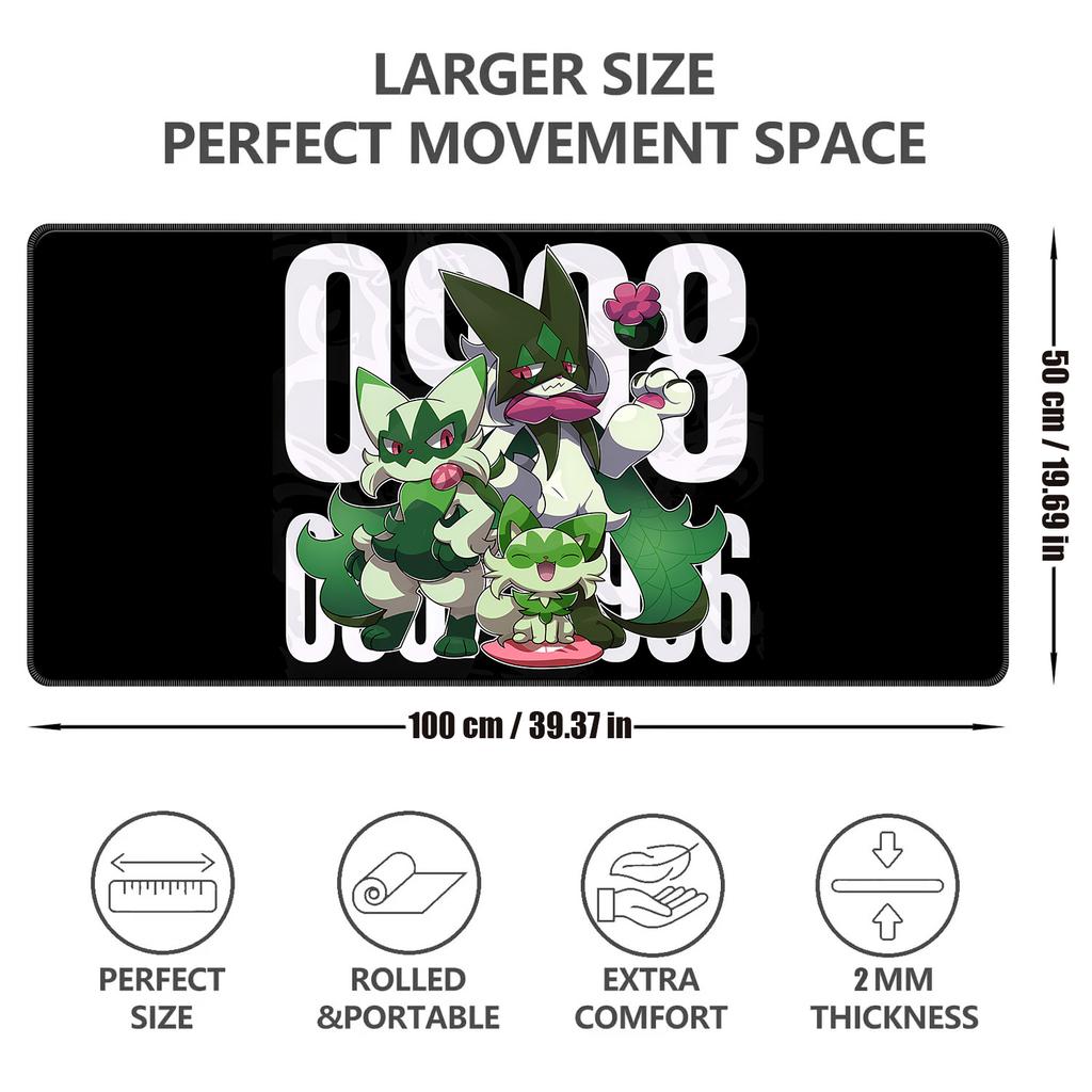 Kawaii Pokemon Meowscarada Gaming Desk Mouse Pad Non-Slip Rubber Base Desktop Mat Office Computer Keyboard Pad Home Decoration