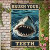 Art Mural Métallique Dent de Requin Vintage pour Salle de Bain Décor Rétro