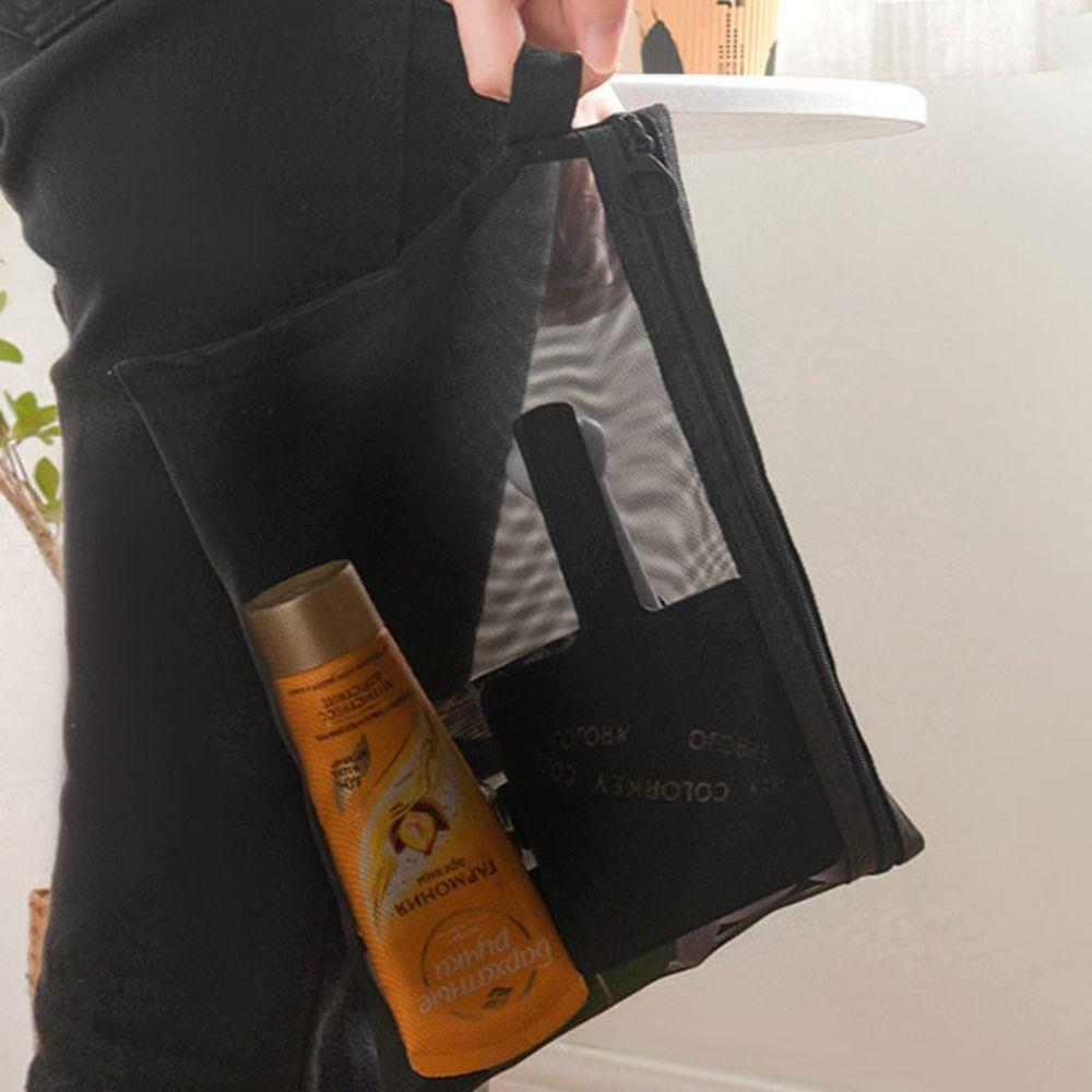 Large Capacity Mesh Cosmetic Bag Zipper Bag Storage Toiletry Bag Fashion Cosmetic Cases  Outdoor