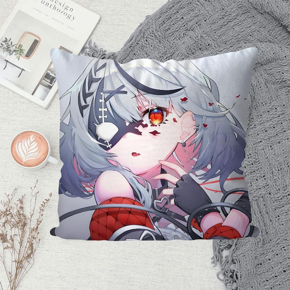 1PC Anime Girl Hololive Sakamata Chloe Game Pillow Case Sofa Decorative Home Double-sided Printing Short Plush Cushion Cover